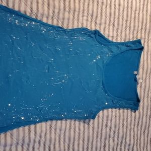 Blue Sequin Tank Top